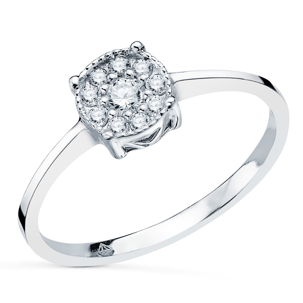 18K SORTIJA ORO BLANCO CON DIAMANTES CUAJO 7X7 MM 0,182 QTS. VS2-G