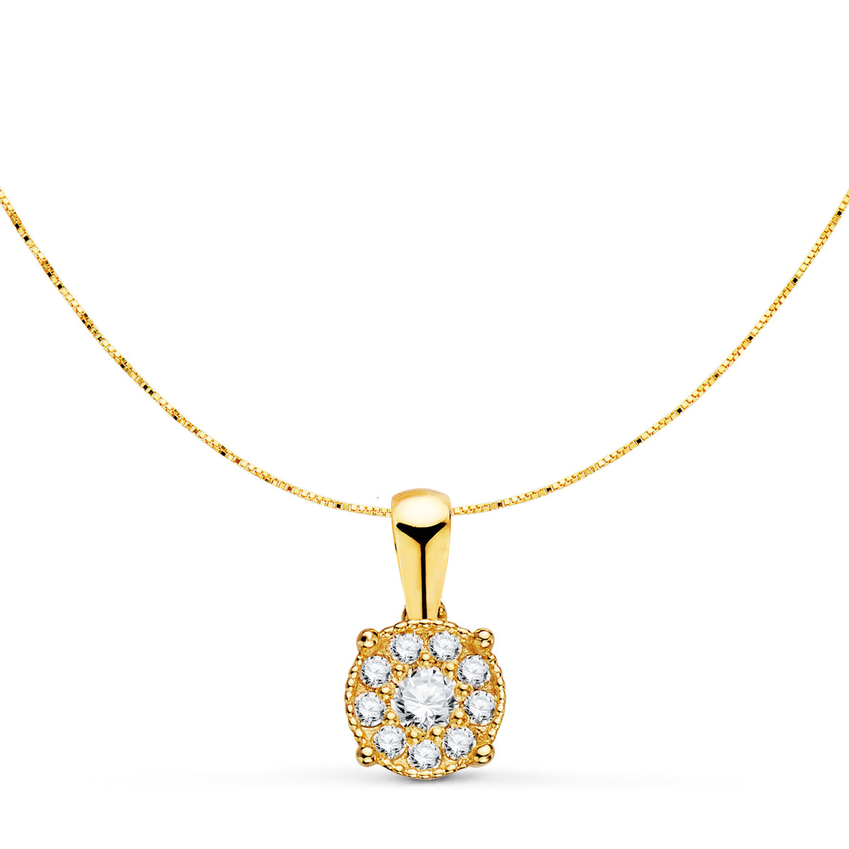 Colgante con Diamantes Laboratorio 0,182 Qts - Vs2 G. Med: 6,5 mm. Cadena 42-3 cm de oro amarillo 18K