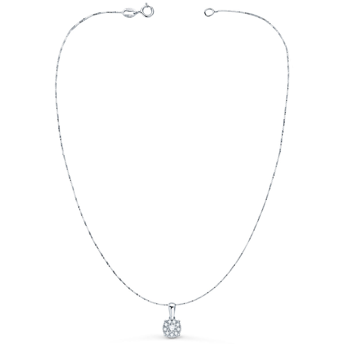 Collar Diamantes Laboratorio 6,5 Mm0,182 Qts Cadena 42-3 cm Vs2-g de oro blanco 18K