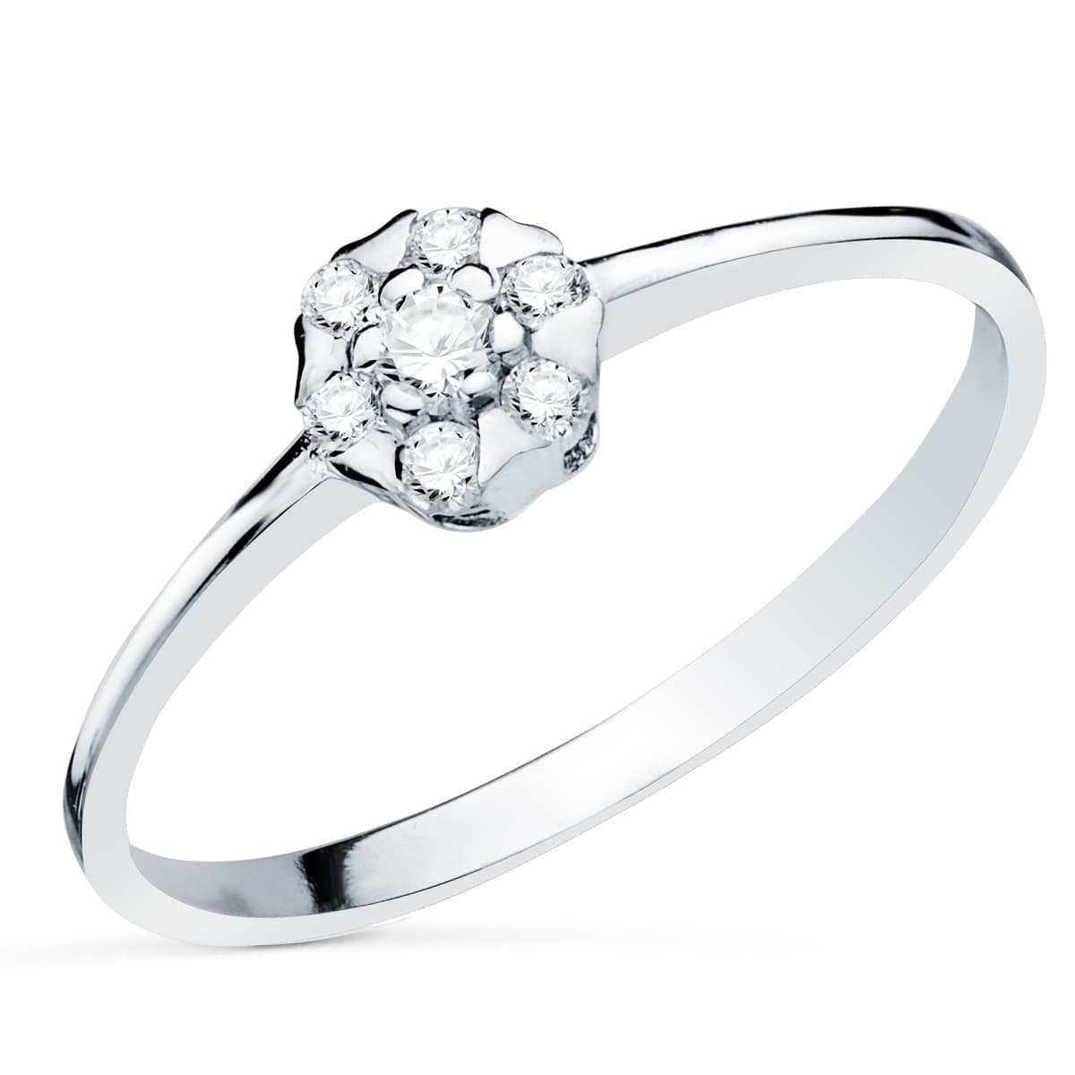 Sortija con Diamantes Laboratorio Cuajo 5 x 5 mm 0,127 Qts.vs2-g de oro blanco 18K