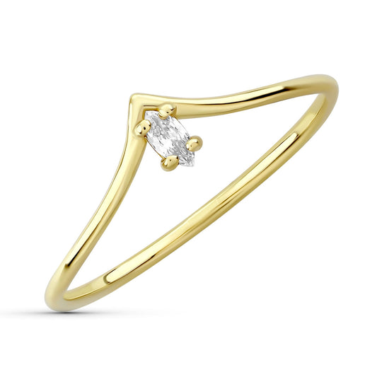 18K SORTIJA ORO AMARILLO PICO DIAMANTE LABORATORIO TALLA MARQUIS 0,067 QTES. G-VS2. ANCHO: 5MM
