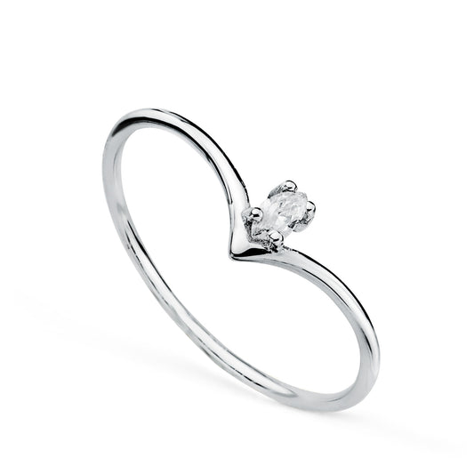 18K SORTIJA ORO BLANCO PICO DIAMANTE TALLA MARQUIS 0,067 QTES. G-VS2. ANCHO: 5MM