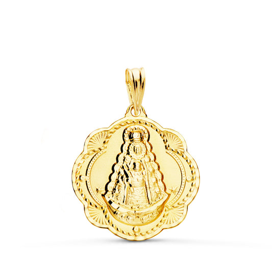 Medalla Virgen del Rocio Pandereta 22 x 20 mm de oro amarillo 18K