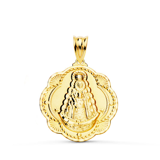 Medalla Virgen del Rocio Pandereta 26 x 24 mm de oro amarillo 18K