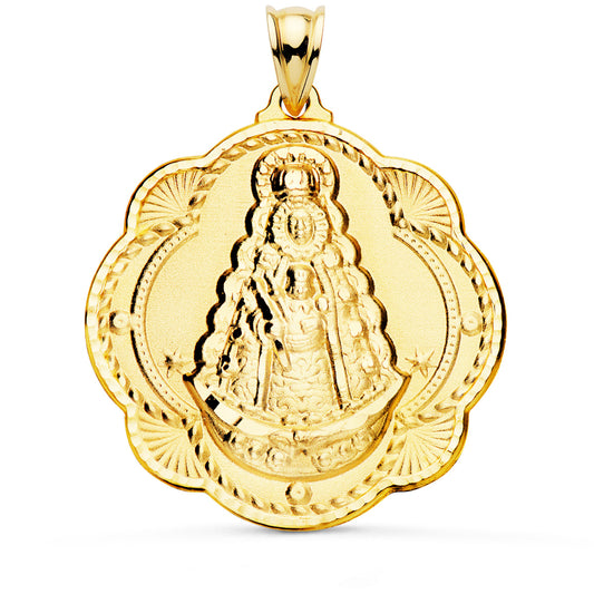 Medalla Virgen del Rocio Pandereta 40 x 36 mm de oro amarillo 18K