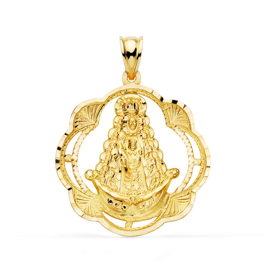 Medalla Virgen del Rocio Pandereta 31 x 28 mm de oro amarillo 18K