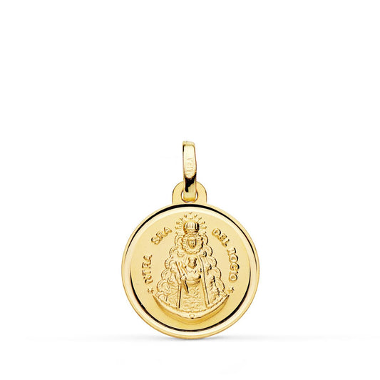 Medalla Virgen del Rocio Bisel 16 mm de oro amarillo 18K
