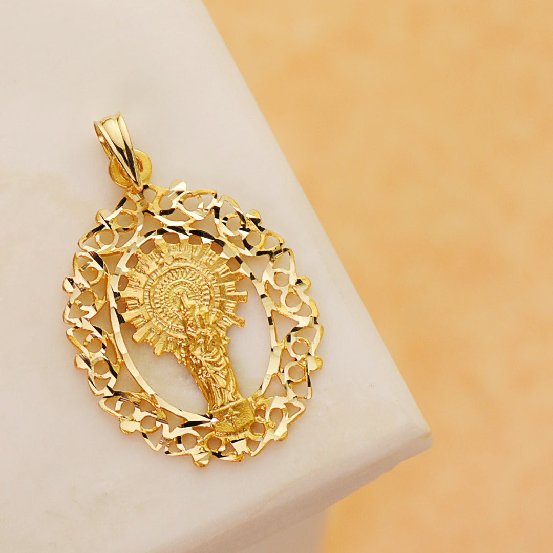 Medalla Virgen del Pilar Orla 28 x 21 mm de oro amarillo 18K