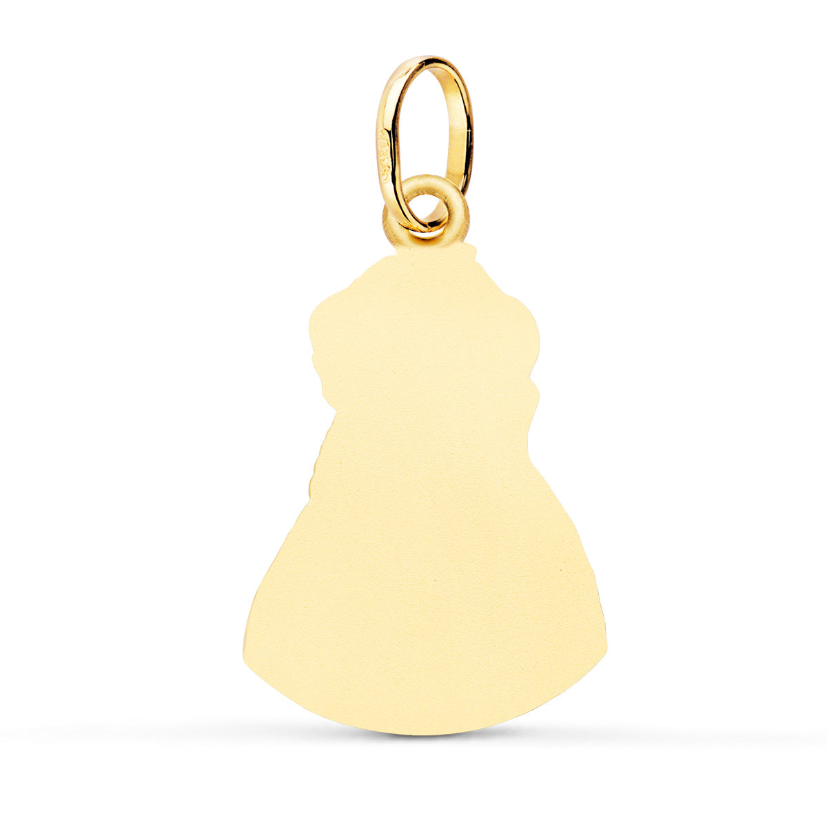 Medalla Virgen del Rocio Pastora Tallada 28 x 18 mm de oro amarillo 18K