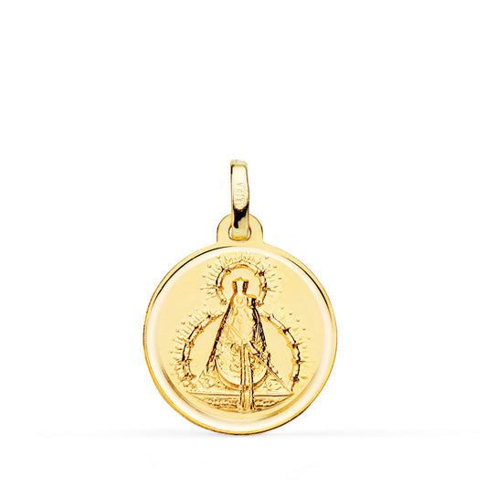 Medalla Virgen de la Cabeza Bisel 18 mm de oro amarillo 18K
