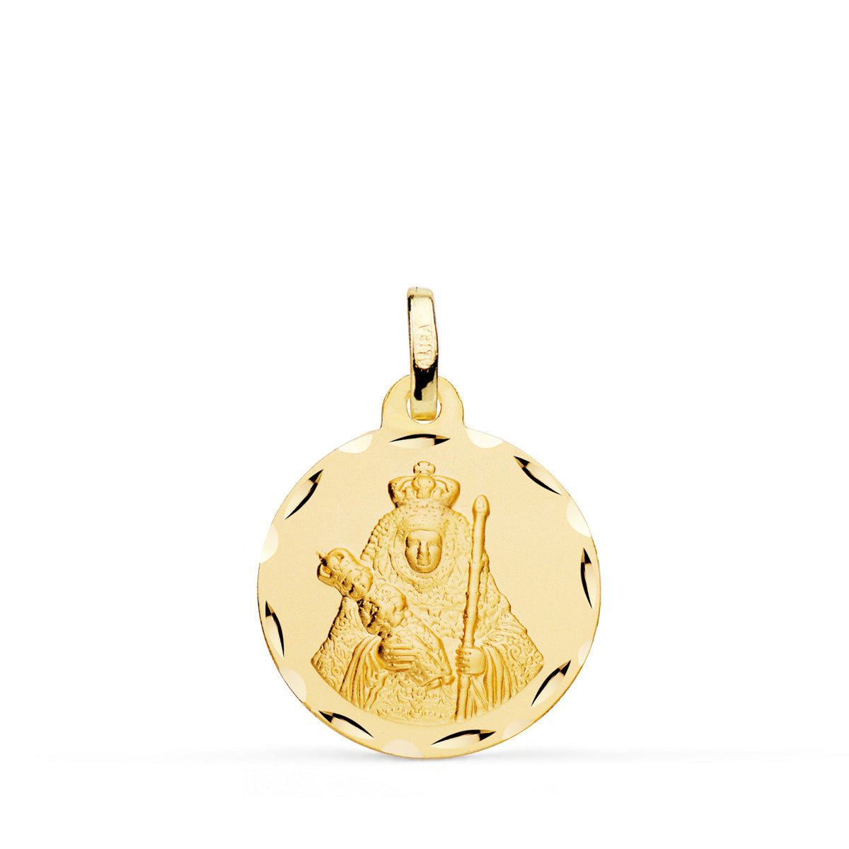 Medalla Nuestra Señora de la Candelaria Tallada 18 mm de oro amarillo 18K