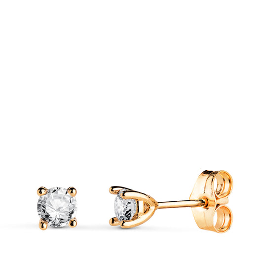 Pendientes Diamantes Laboratorio Talla Brillante 4 mm 0,400 Qts. Vs2-g. 4 x 4 mm de oro amarillo 18K