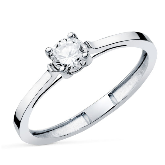 Solitario 4 Garras con Diamante Laboratorio 0,30 Qtes. G - Vs1 de oro blanco 18K