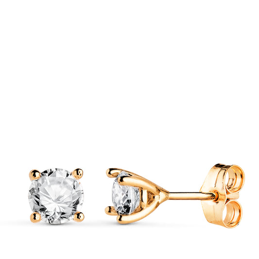 Pendientes Diamantes Laboratorio Talla Brillante 5 mm 1,00 Qts. Vs1-g. 5 x 5 mm de oro amarillo 18K
