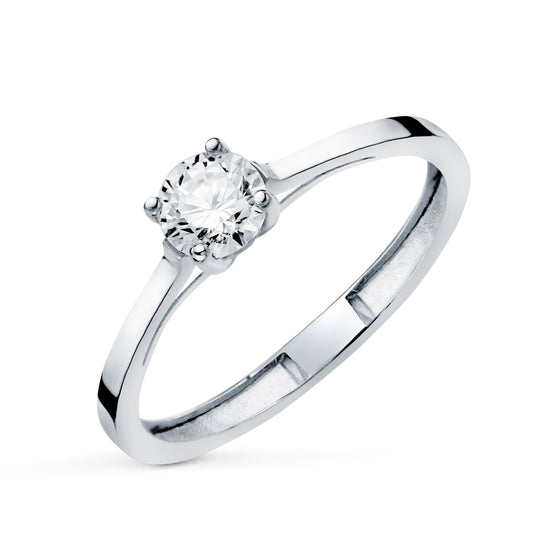 Solitario 4 Garras con Diamante Laboratorio 0,50 Qtes. G - Vs1 de oro blanco 18K