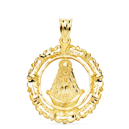 Medalla Virgen del Rocio Cerco 29 x 25 mm de oro amarillo 18K