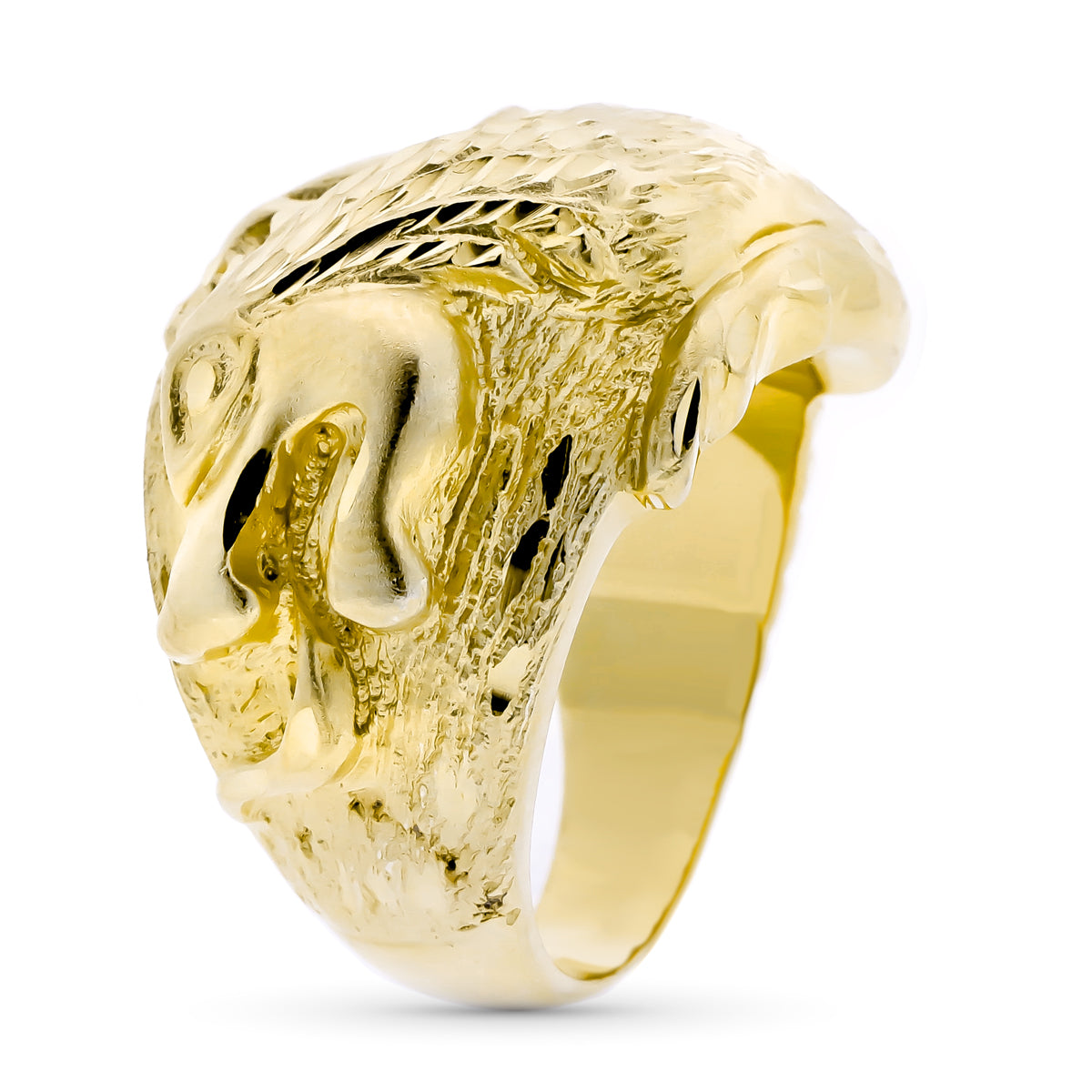 Sello Caballero Tallado Dragon Ancho 22 mm de oro amarillo 9K