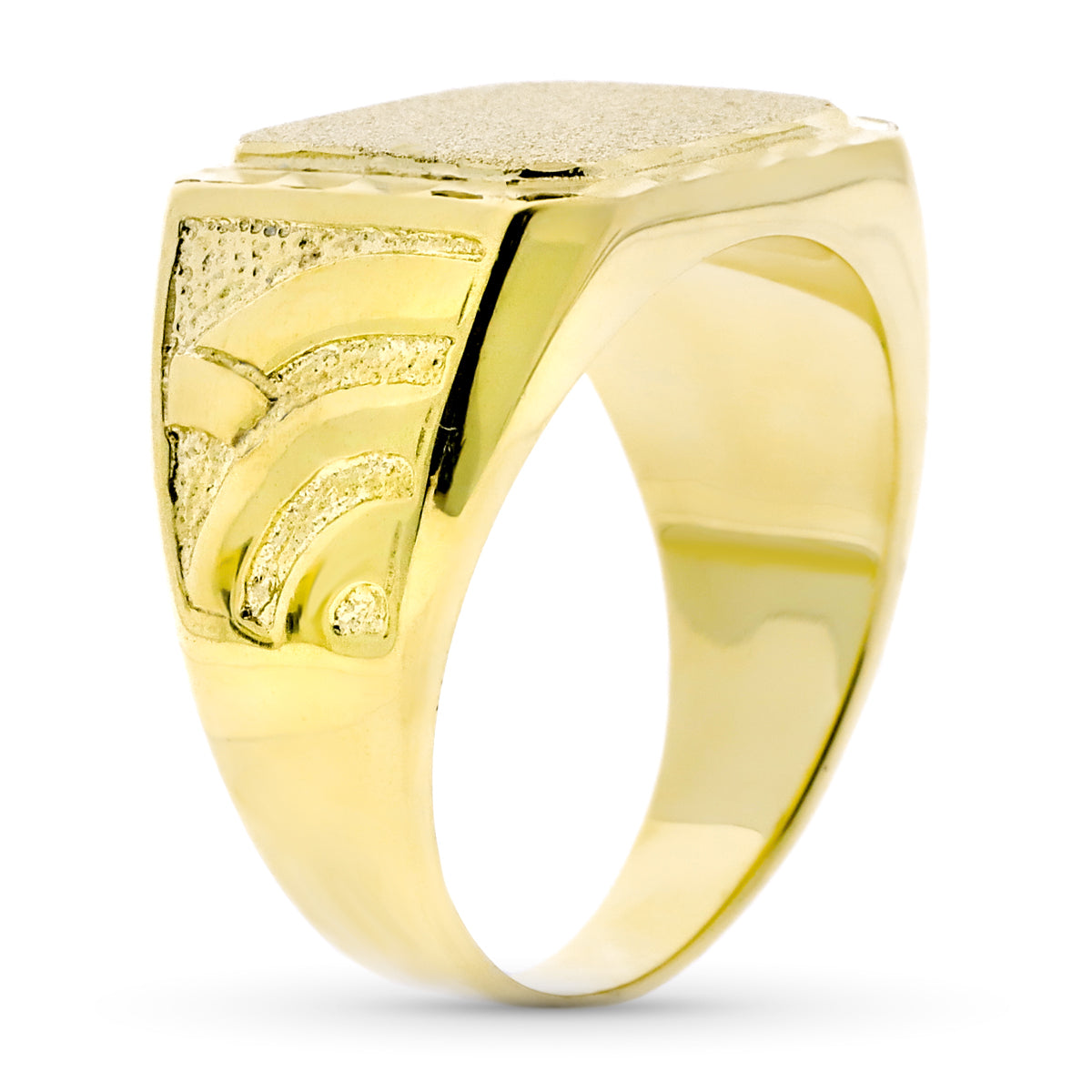 9K SELLO ORO AMARILLO CABALLERO FORRADO RECTANGULAR. ZONA GRABADO: 9X19 MM