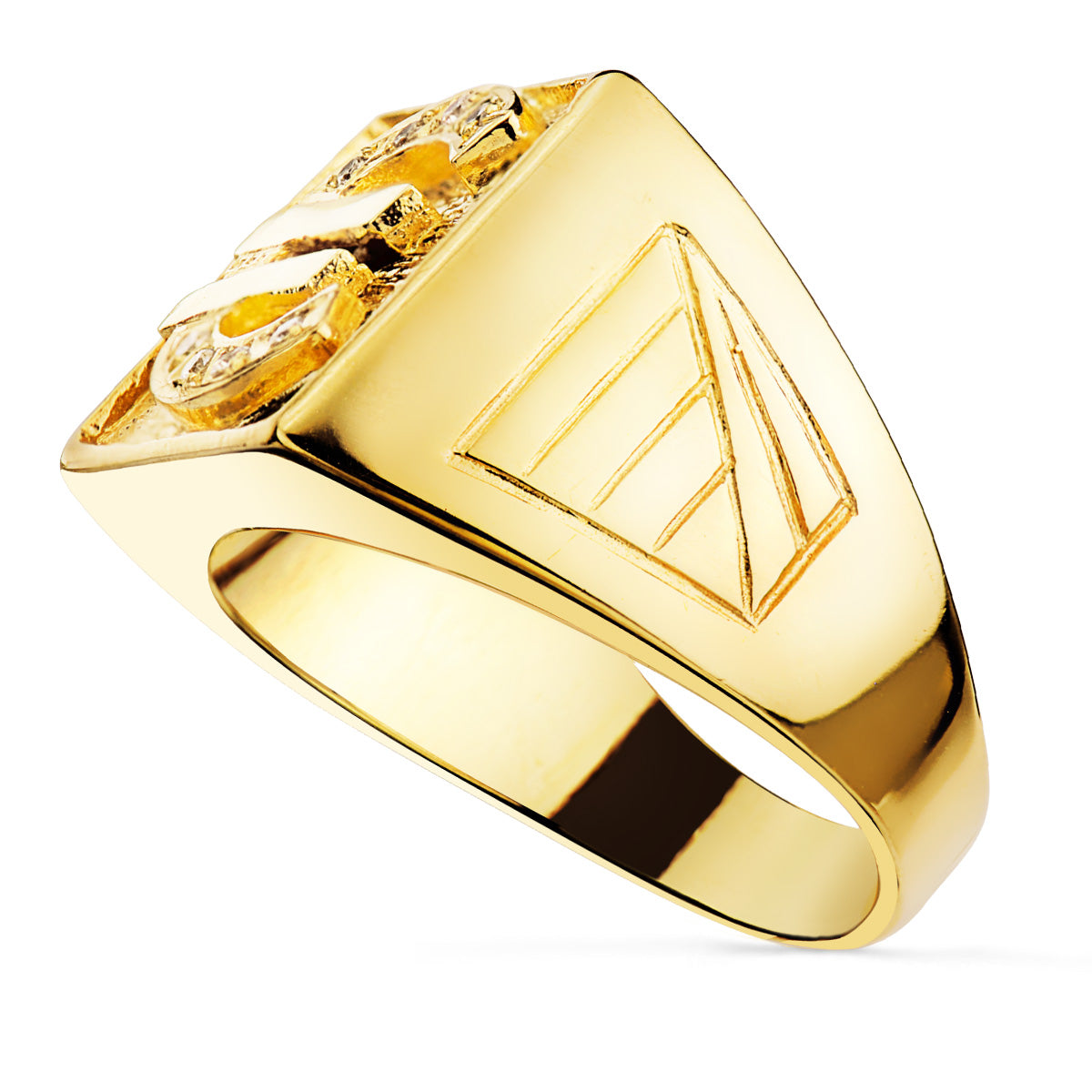 Sello Caballero Euro con Circonita 16 x 16 mm de oro amarillo 18K