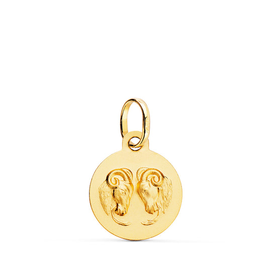 Medalla Horoscopo Aries Matizada 13 mm de oro amarillo 18K