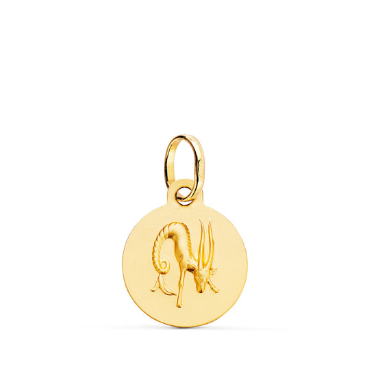 Medalla Horoscopo Capricornio Matizada 13 mm de oro amarillo 18K