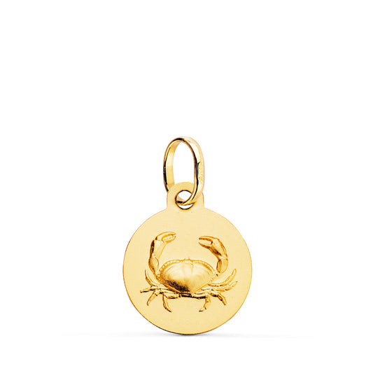 Medalla Horoscopo Cancer Matizada 13 mm de oro amarillo 18K