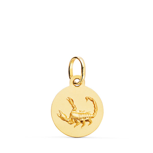 Medalla Horoscopo Escorpio Matizada 13 mm de oro amarillo 18K