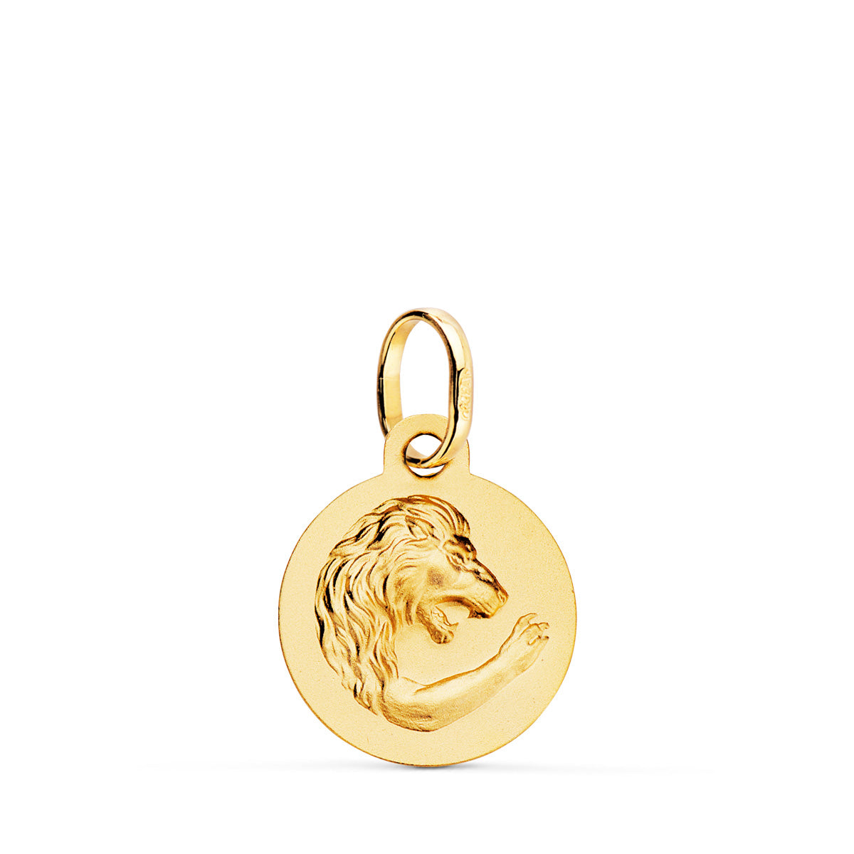 Medalla Horoscopo Leo Matizada 13 mm de oro amarillo 18K