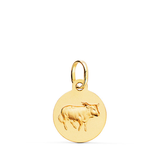 Medalla Horoscopo Tauro Matizada 13 mm de oro amarillo 18K