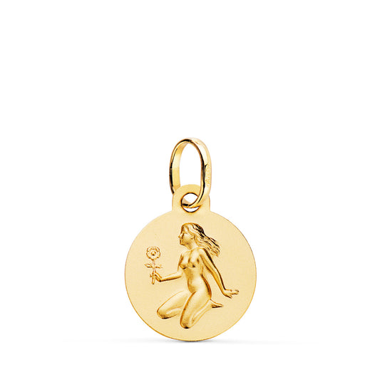 Medalla Horoscopo Virgo Matizada 13 mm de oro amarillo 18K