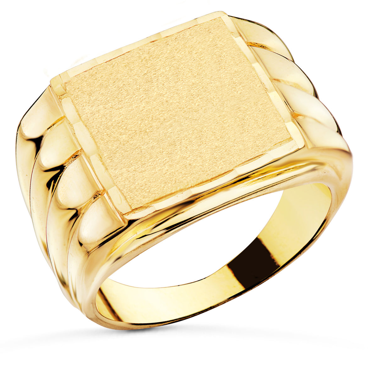 Sello Caballero Mate Brillo Tallado Zona de Grabacion 17 x 17 mm de oro amarillo 18K