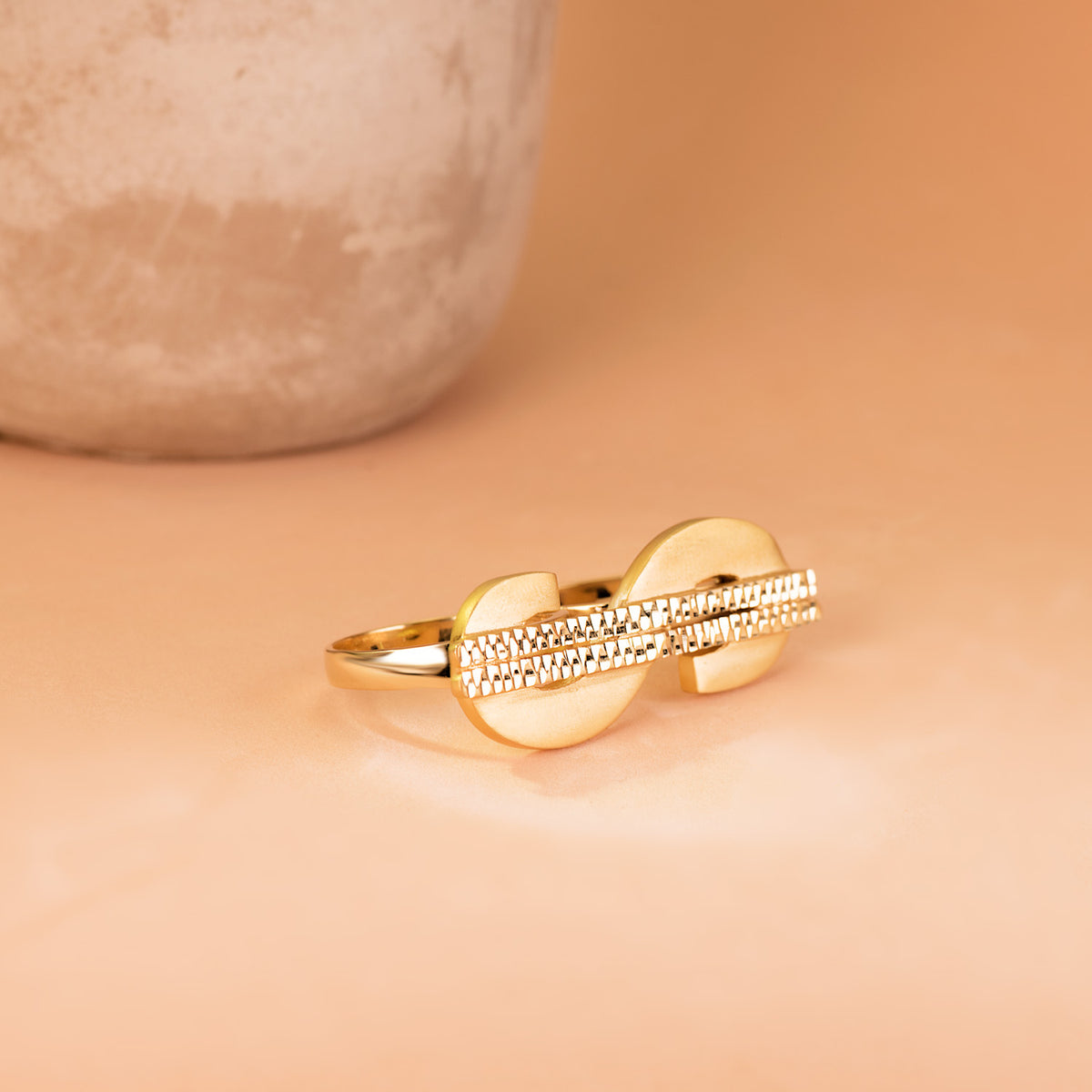 Sello Simbolo Dolar Tallado Dos Cuerpos 50 x 17 mm de oro amarillo 18K