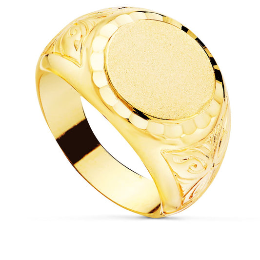 Sello Caballero Redondo Lateral Tallado. Zona Grabado: 14 mm de oro amarillo 18K