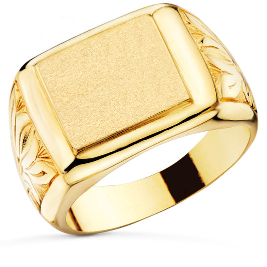 Sello Caballero Macizo Brillo Zona Grabado 13 x 12 mm de oro amarillo 18K