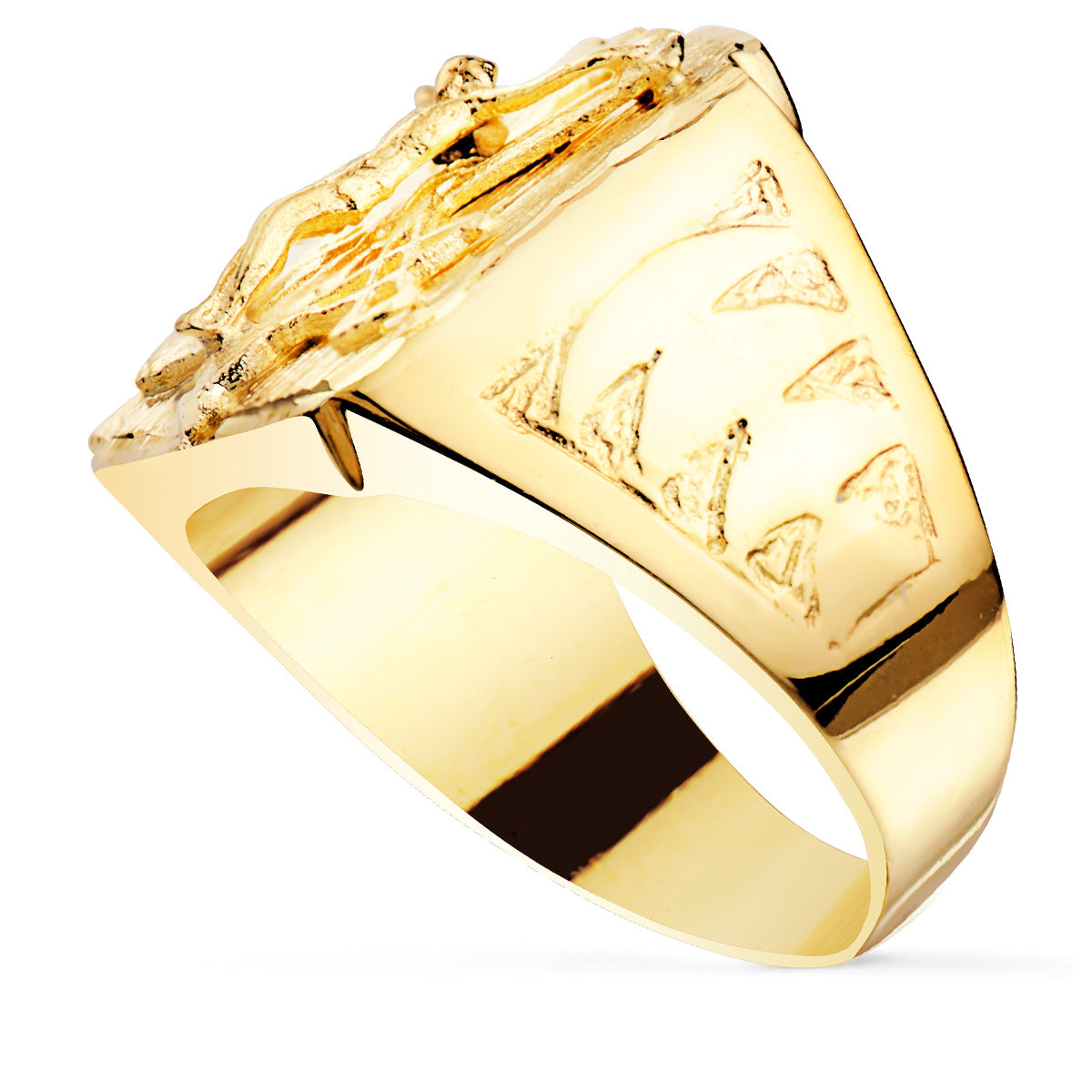Sello Macizo con Cristo de la Legion. Ancho Cabeza 21 x 17 mm de oro amarillo 18K