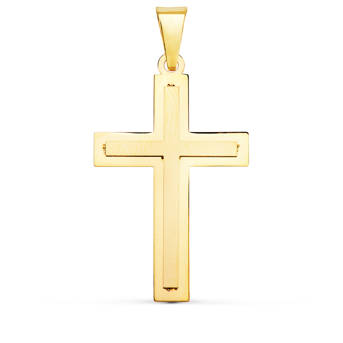 Cruz Brillo y Mate sin Cristo 32 x 20 mm de oro amarillo 18K