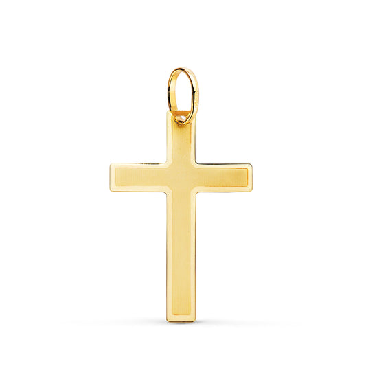 Cruz sin Cristo Plana Mate y Brillo 26 x 17 mm de oro amarillo 18K
