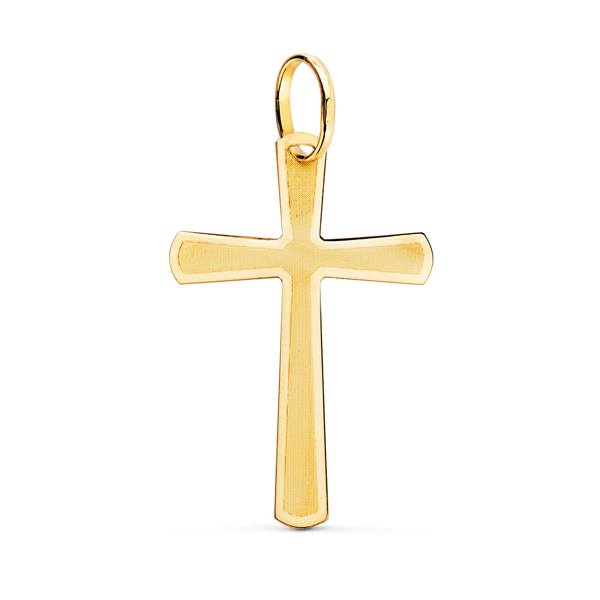 Cruz Brillo y Mate sin Cristo 25 x 16 mm de oro amarillo 18K