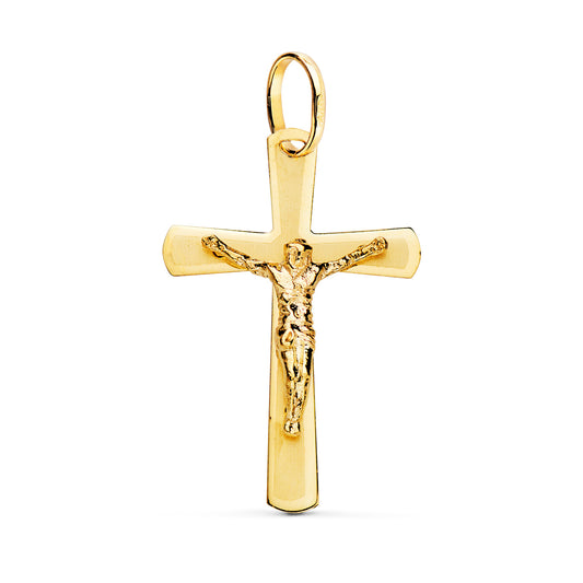 Cruz con Cristo Plana Laser 25 x 16 mm de oro amarillo 18K