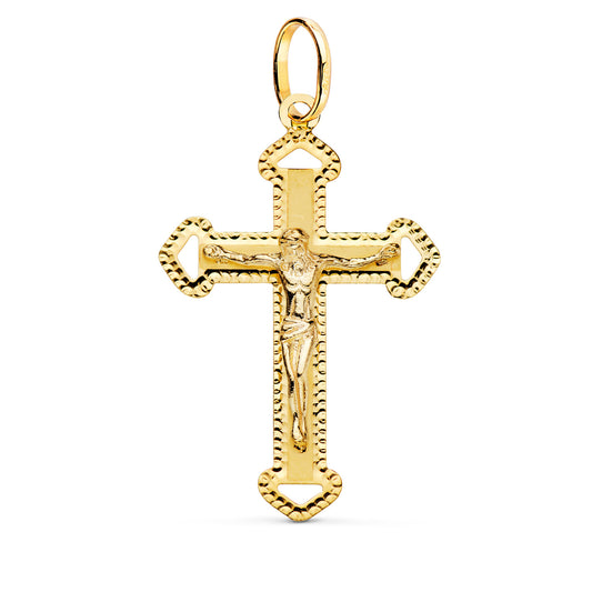Cruz con Cristo Tallada 35 x 22 mm de oro amarillo 18K