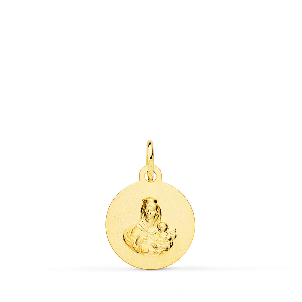 Escapulario Liso Virgen del Carmen Corazon de Jesus Liso 12 mm de oro amarillo 18K