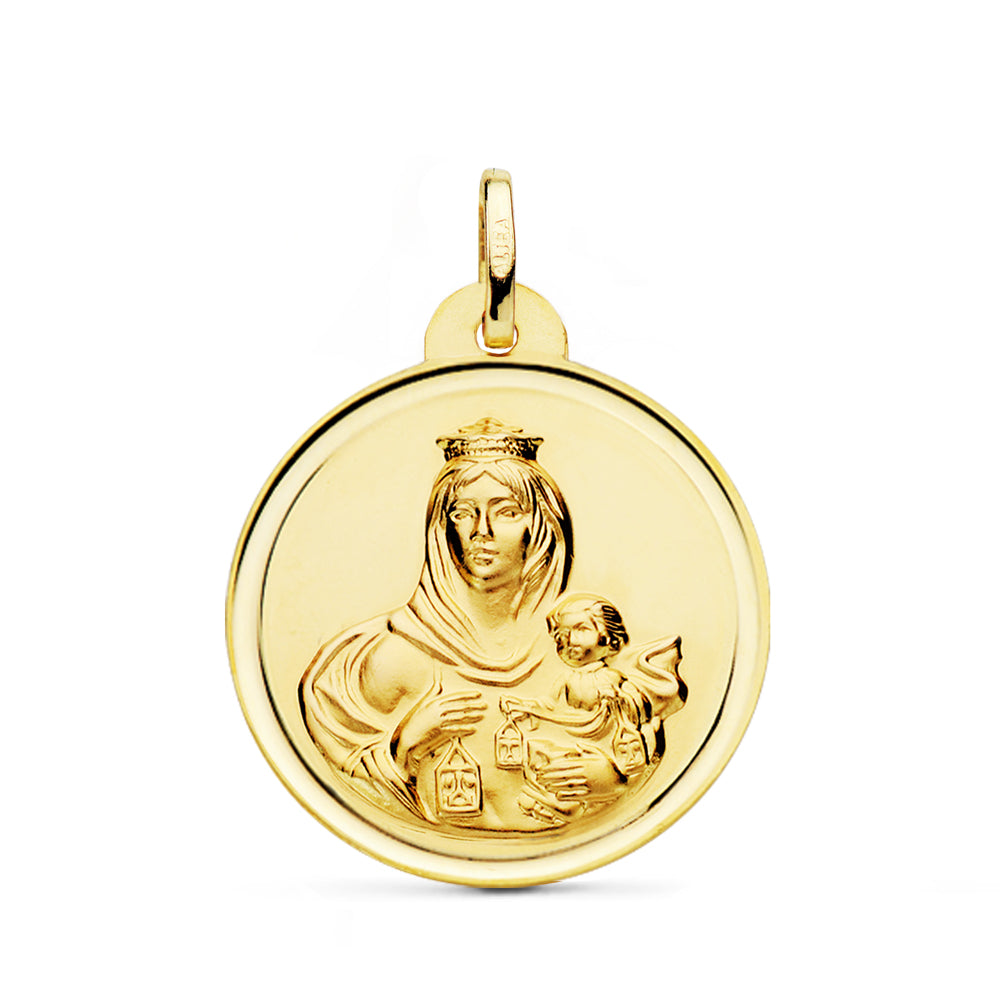 Medalla Virgen del Carmen Bisel 26 mm de oro amarillo 18K