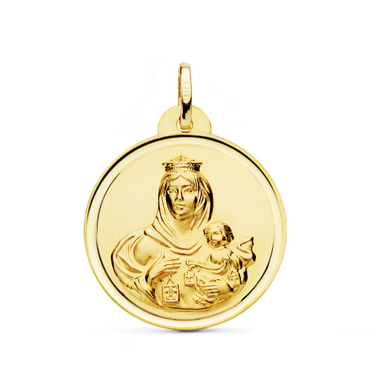 Medalla Virgen del Carmen Bisel 26 mm de oro amarillo 18K