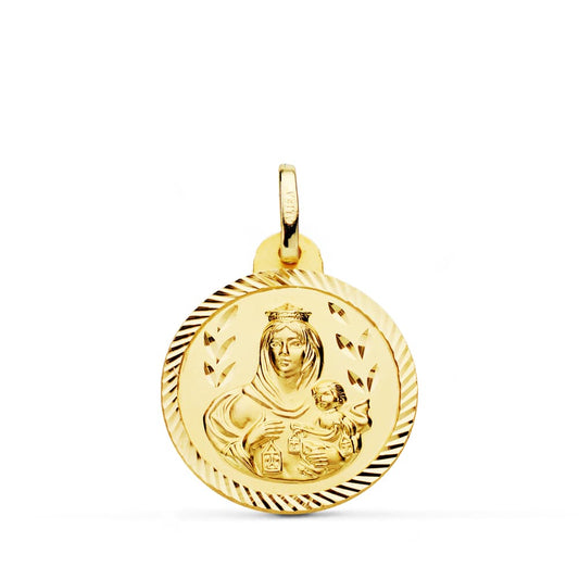 Medalla Virgen del Carmen Helice 20 mm de oro amarillo 18K