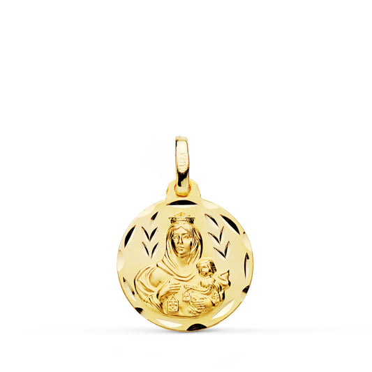 Medalla Tallada Virgen del Carmen 16 mm de oro amarillo 18K