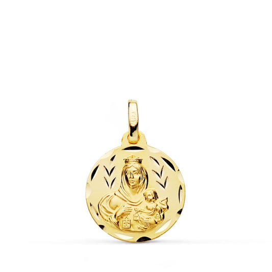 18K MEDALLA ORO AMARILLO TALLADA VIRGEN DEL CARMEN 16 MM