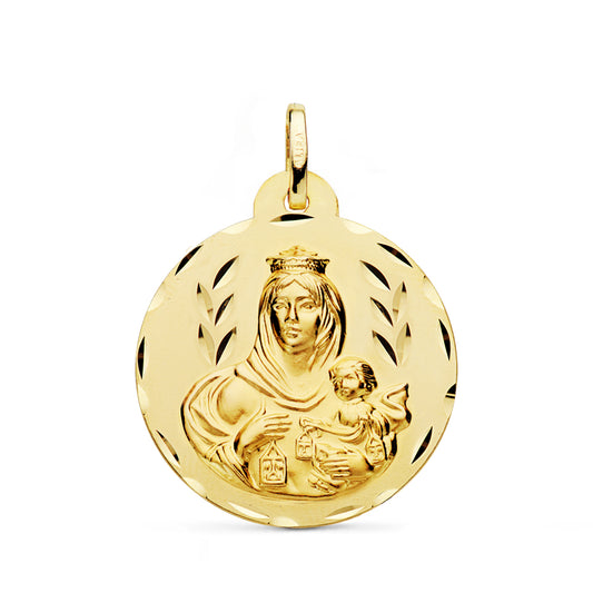 Medalla Virgen del Carmen Tallada 26 mm de oro amarillo 18K