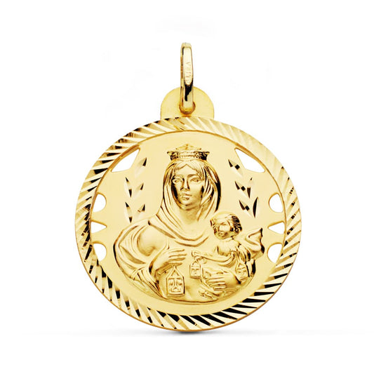 Medalla Virgen del Carmen Calada Helice 28 mm de oro amarillo 18K