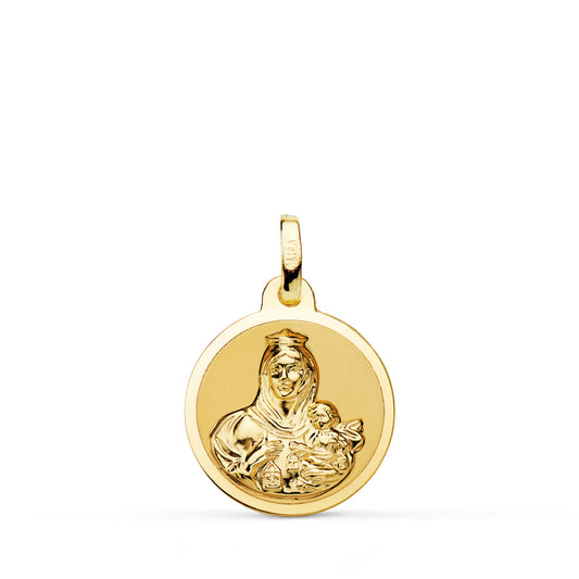 Medalla Virgen del Carmen Brillo 16 mm de oro amarillo 18K