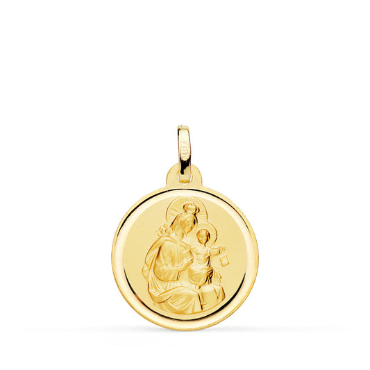 Medalla Virgen Maria del Carmen Bisel 18 mm de oro amarillo 18K